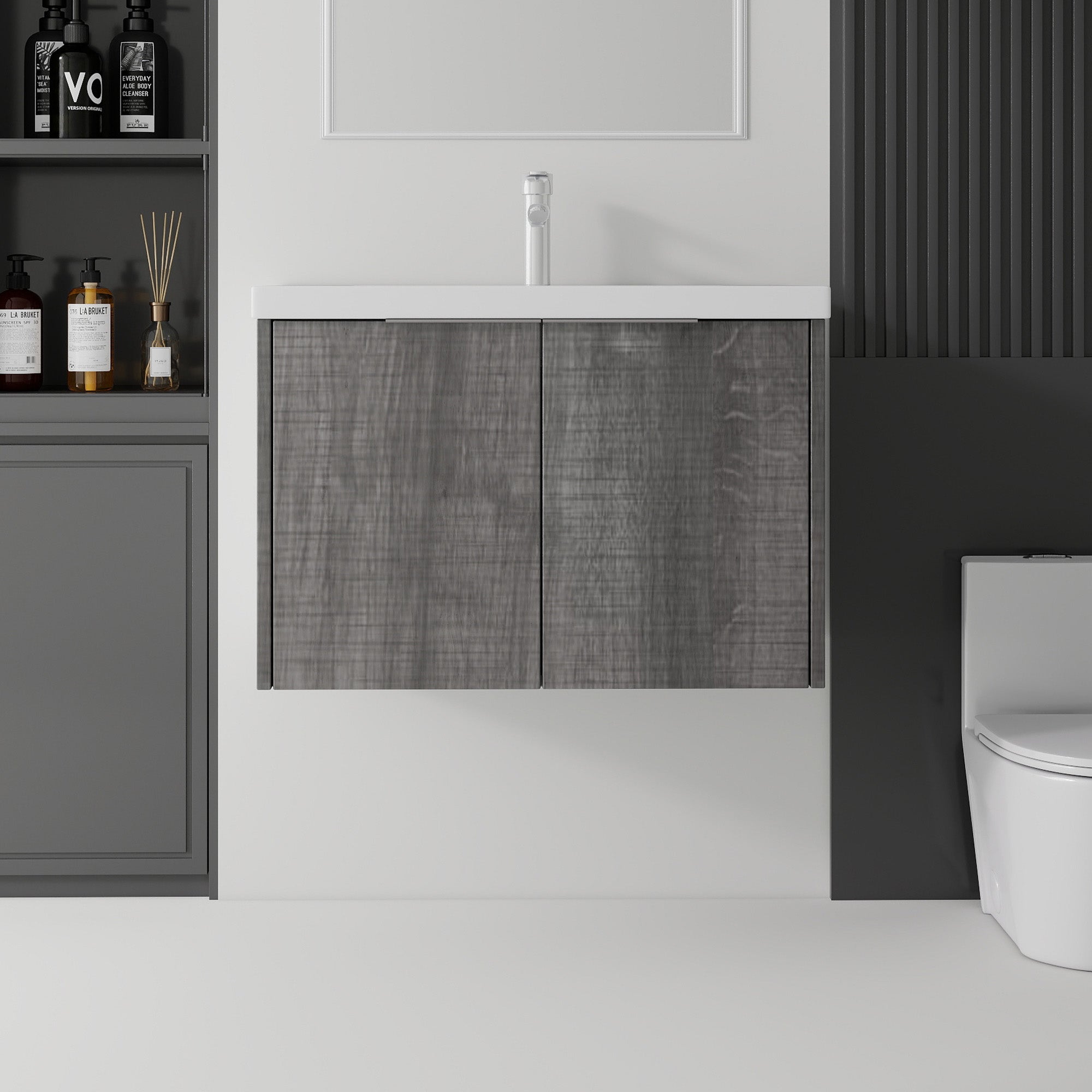 36 Inch Floating Bathroom Vanity with Ceramic Sink and Soft-Close Door