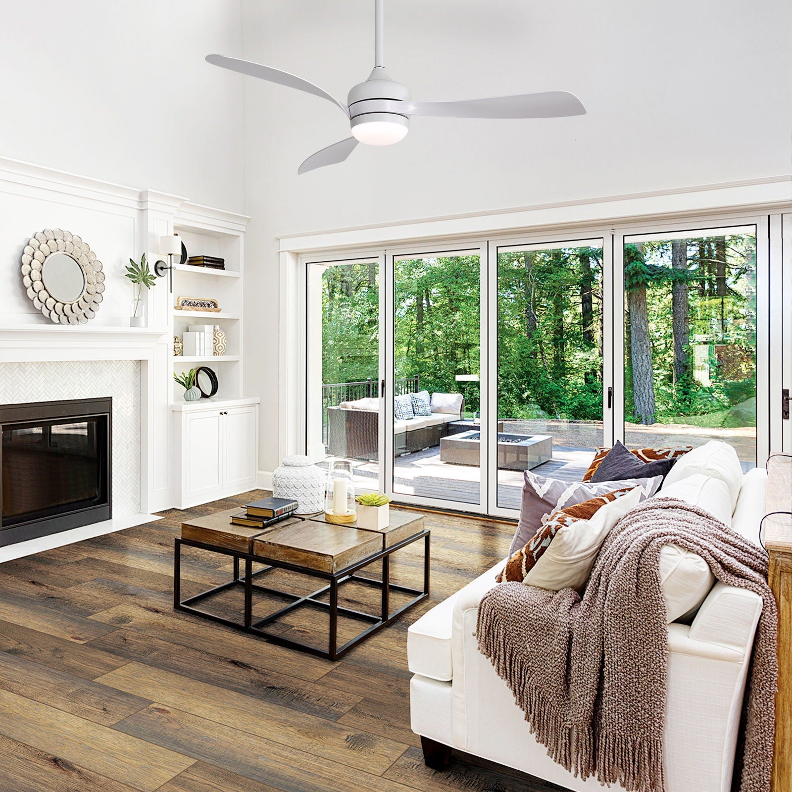 Ceiling Fan With 3 Blades, Remote Control, Reversible DC Motor, Noiseless Operation, 3 Downrods