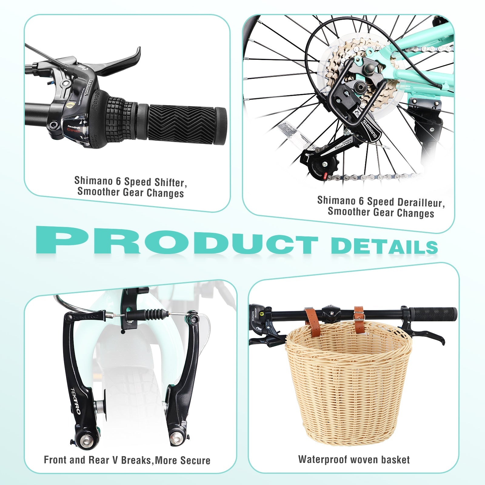 20 Inch Folding Bike for Adults with Basket, Phone Holder & Fenders