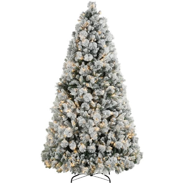 Flocked Artificial Christmas Tree with Clear Lights