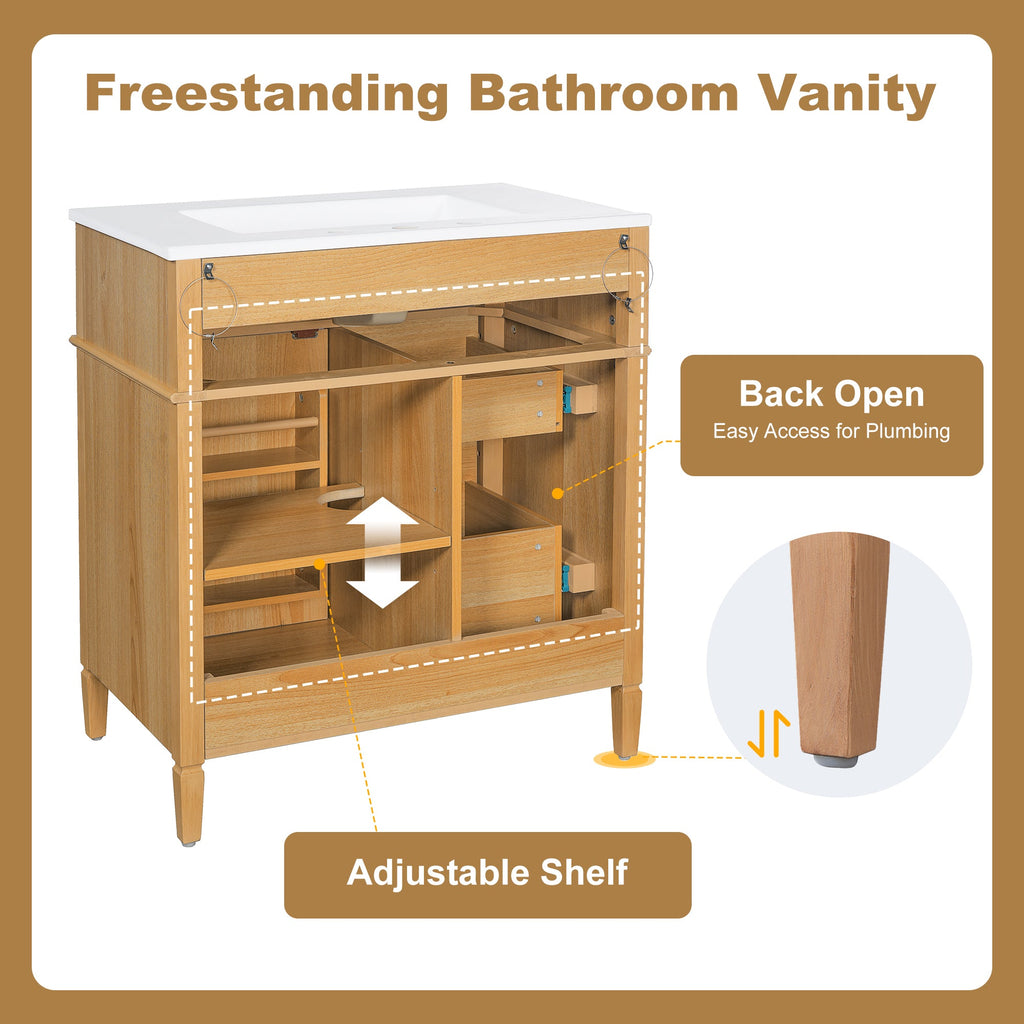 30" Bathroom Vanity with Sink and Wood Vanity Cabinet