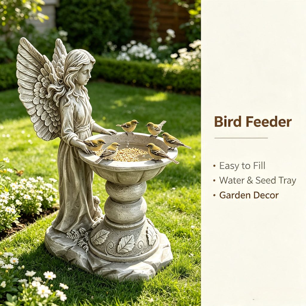 15.35" High Angel Bird Bath Sculpture
