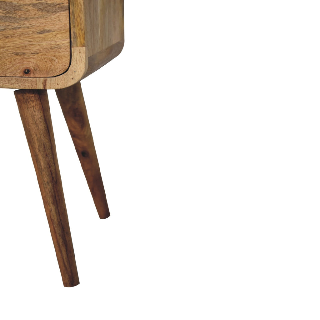 Solid Wood Mini Curved Nightstand, 2-Drawers, Oak-ish