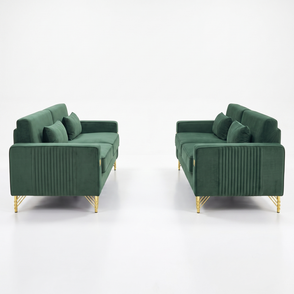 Emerald Green Velvet 2-Piece Sofa Set