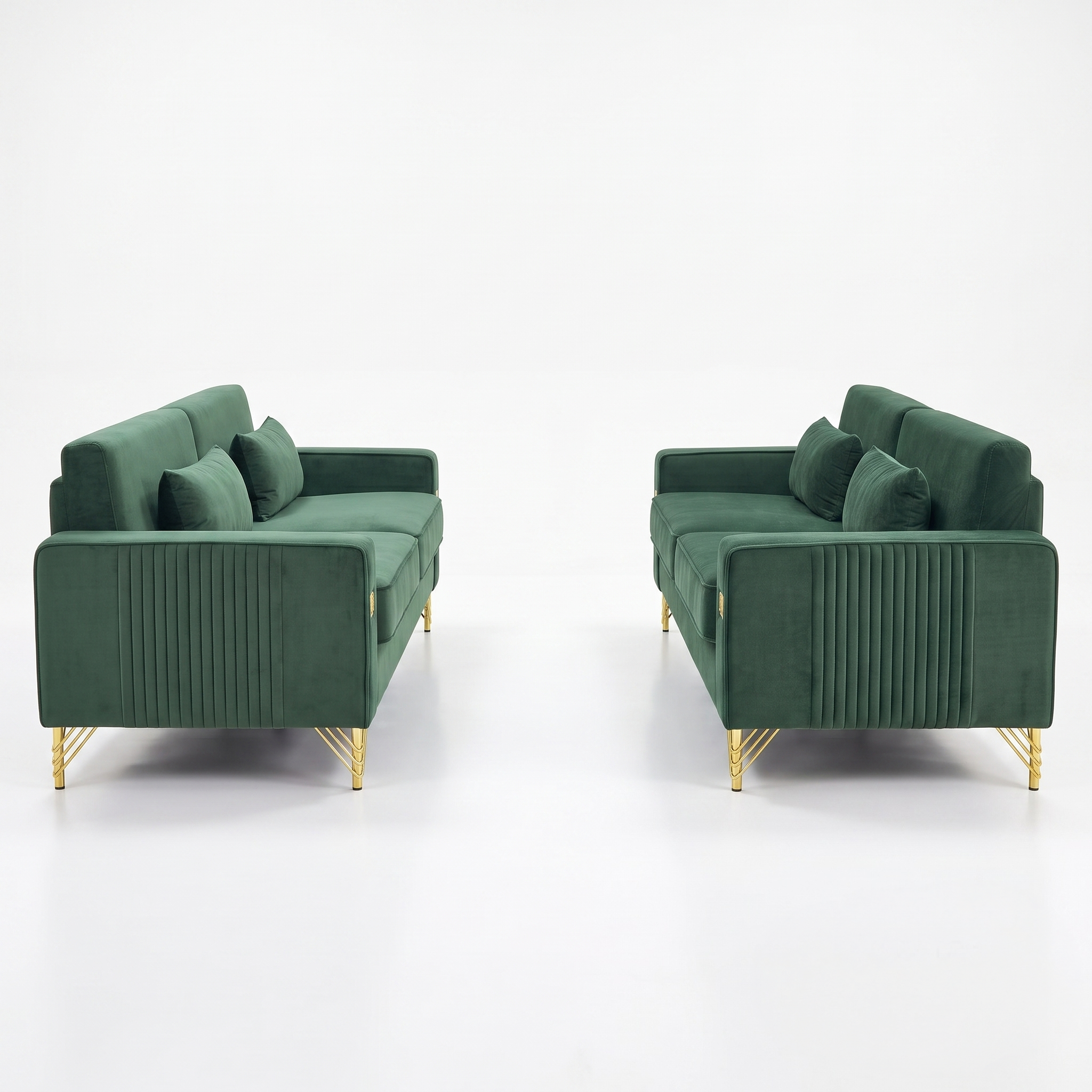 Emerald Green Velvet 2-Piece Sofa Set