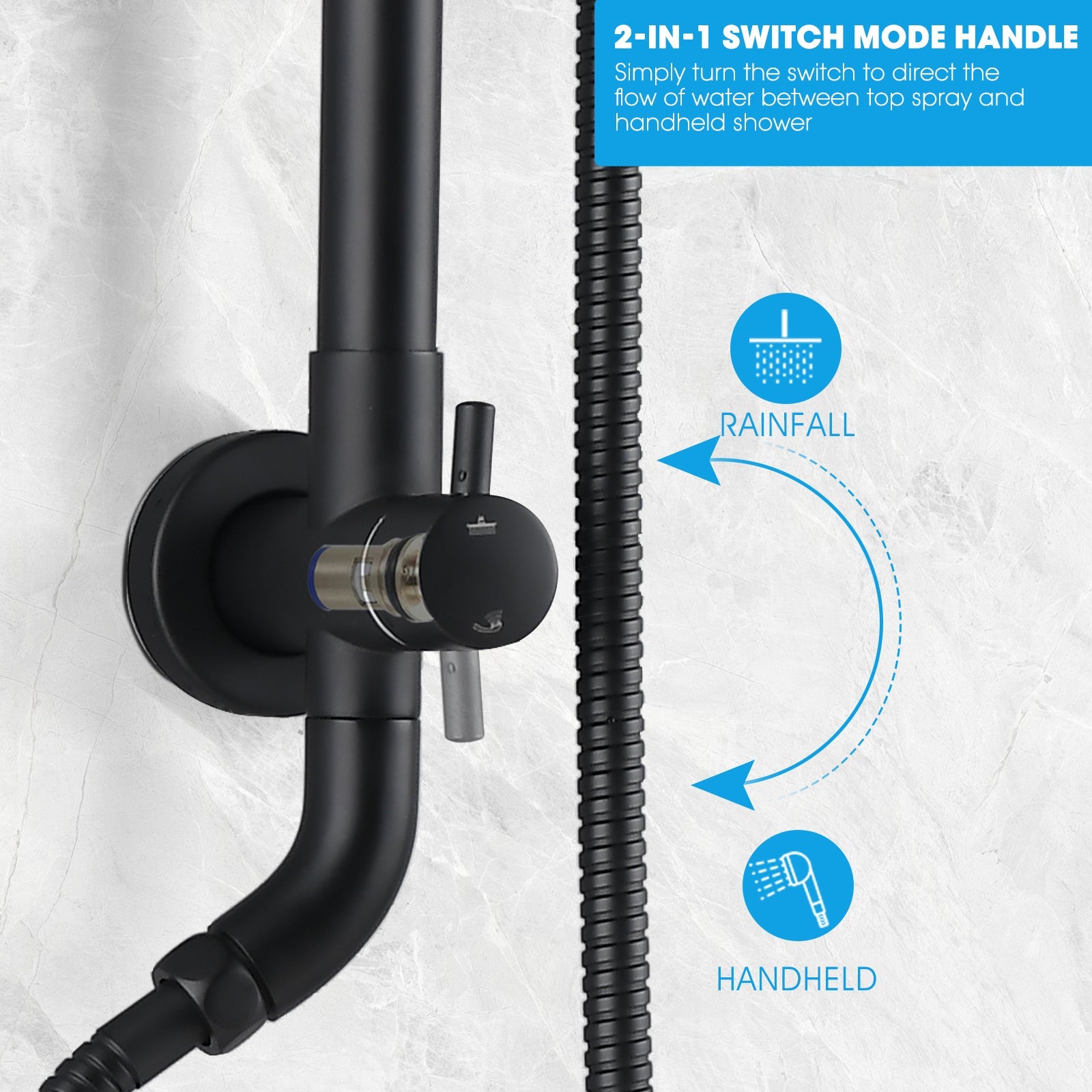 8-Inch Complete Rain Shower Combo System, Matte Black