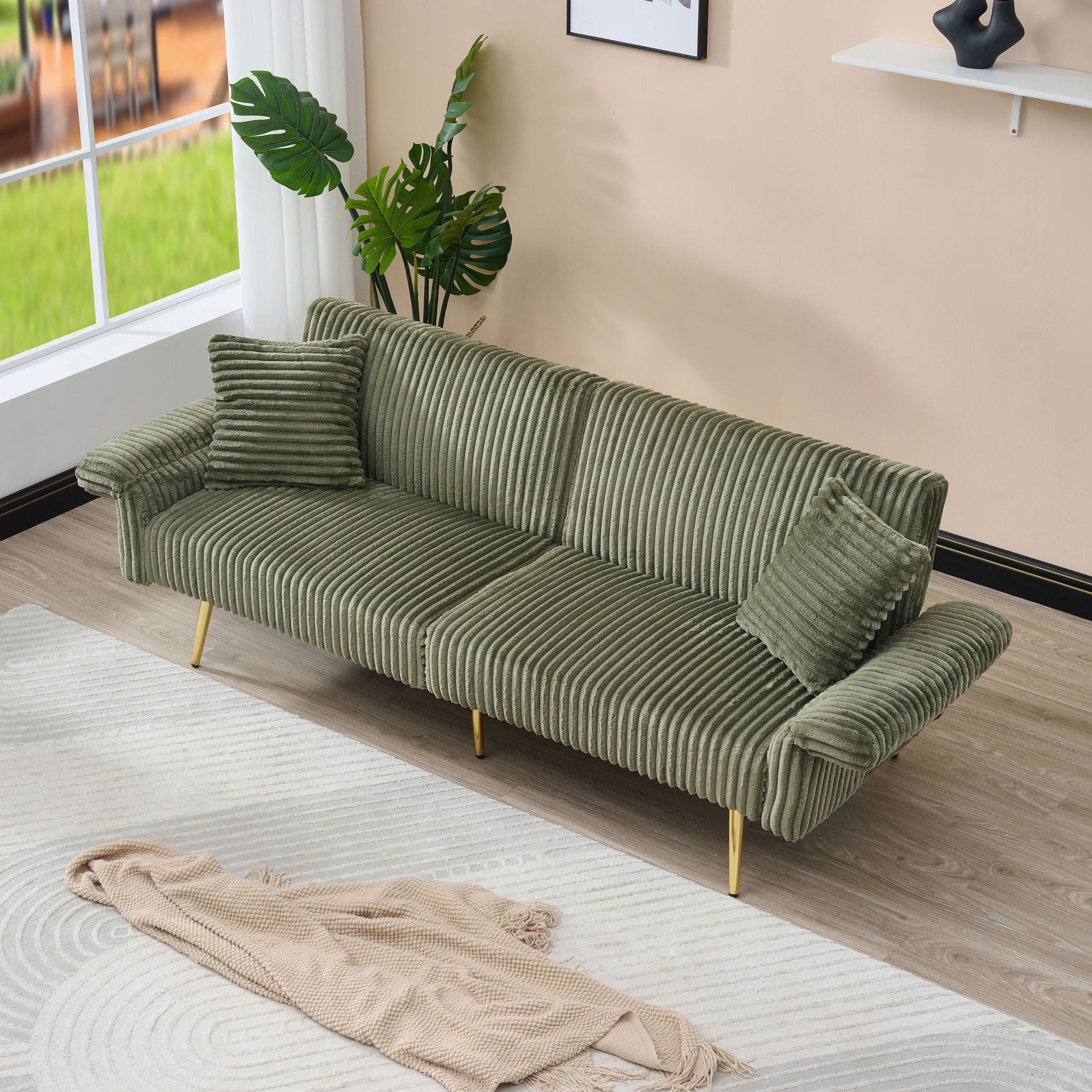 Luxury Foldable Double Sofa Bed With Folding Armrests