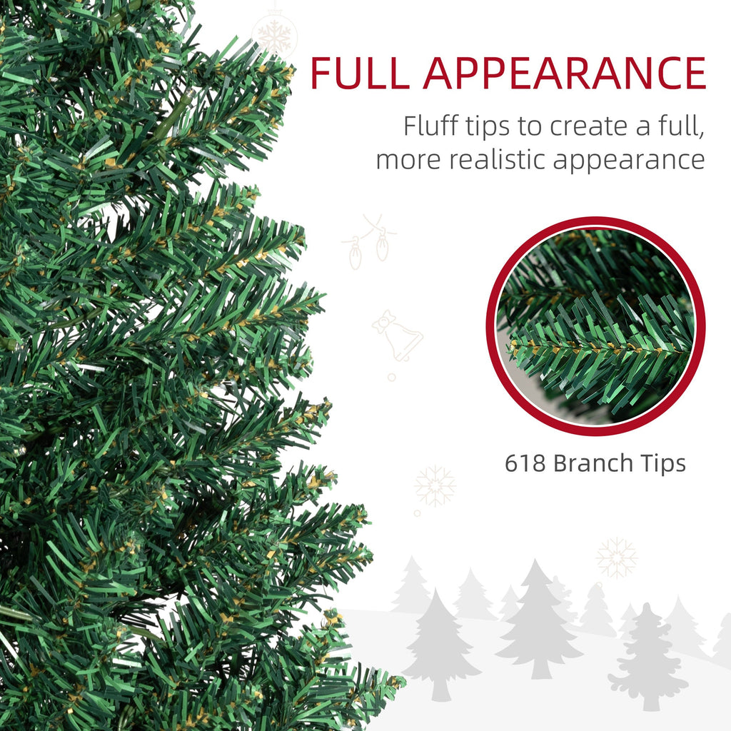 HOMCOM 8' Tall Pre-Lit Slim Noble Fir Artificial Christmas Tree