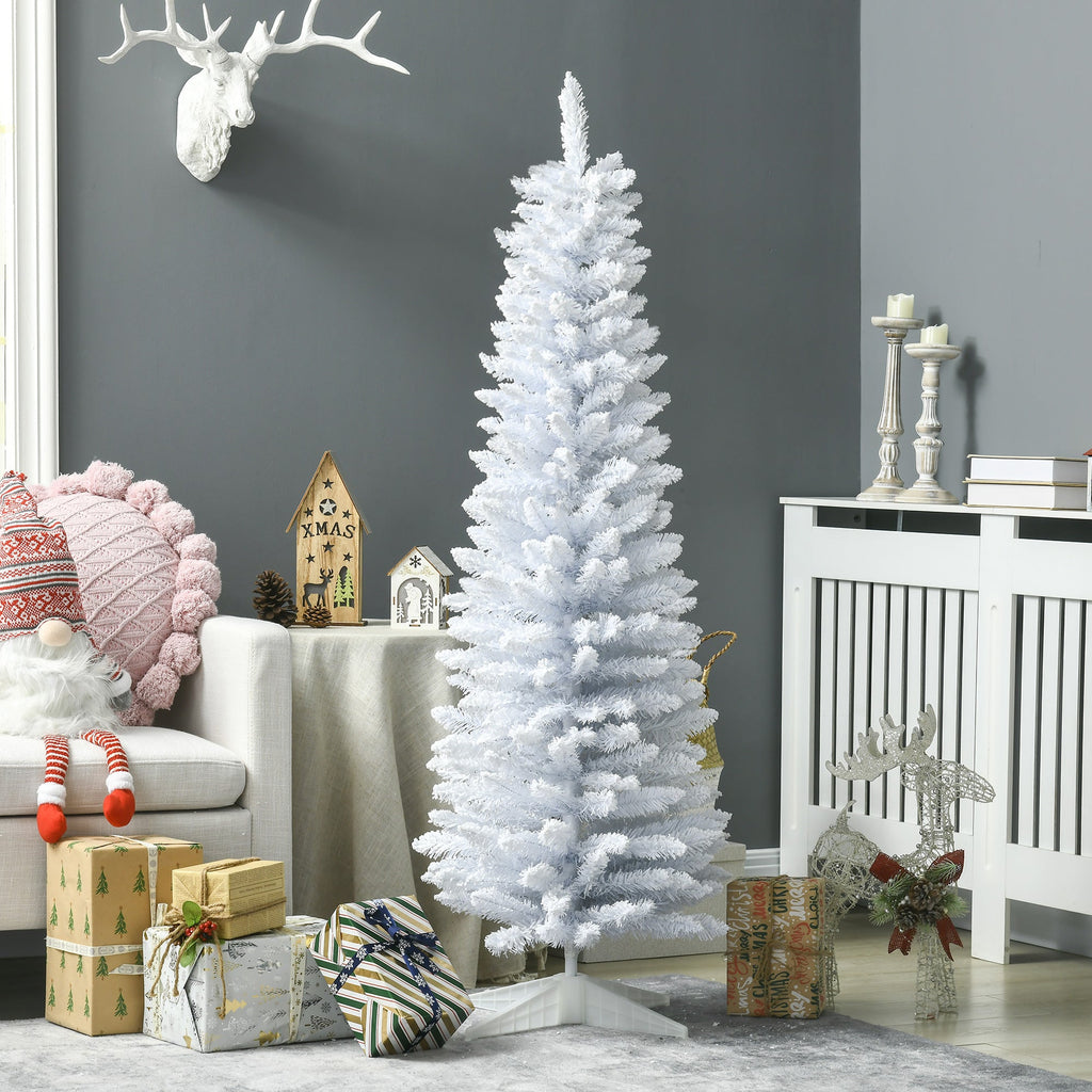 HOMCOM 5' Snow Flocked Artificial Pencil Christmas Tree
