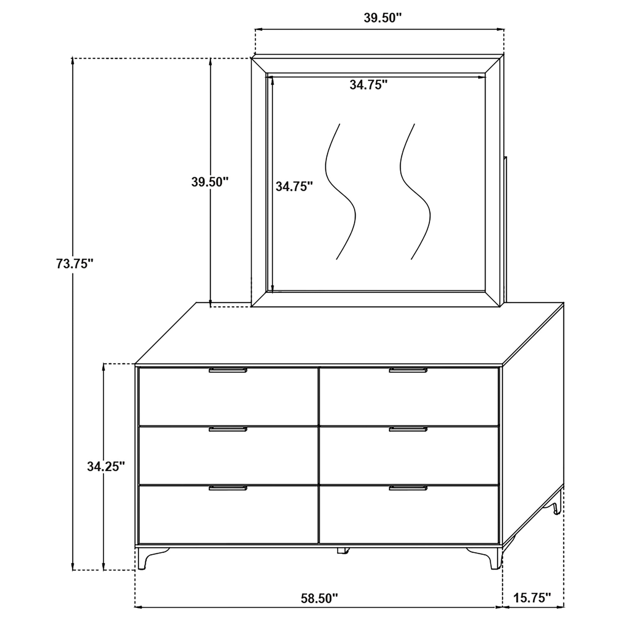 James - 6 Drawer Dresser With Mirror - White