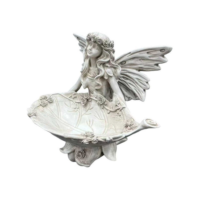 12.80" High Garden Fairy Figurine with Leaf Tray