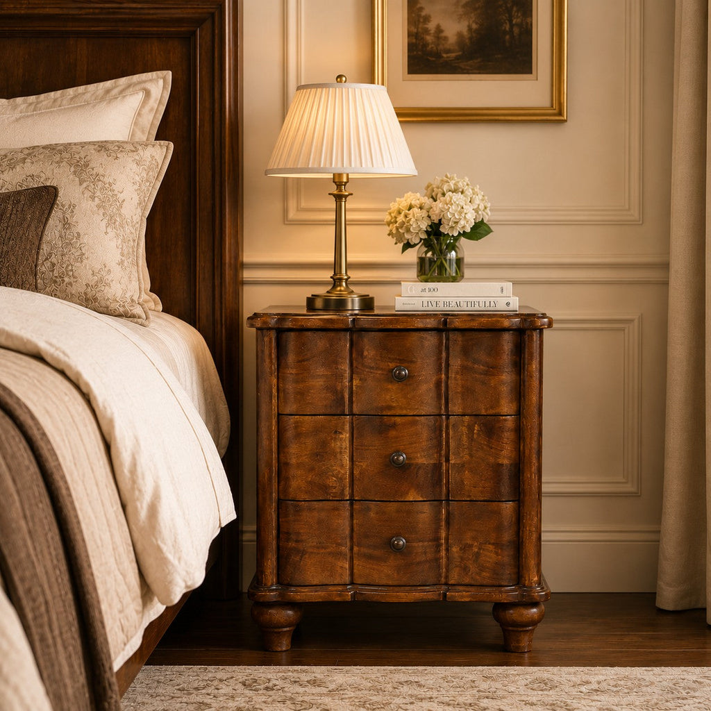 Solid Wood Lume Panel Bedside Table