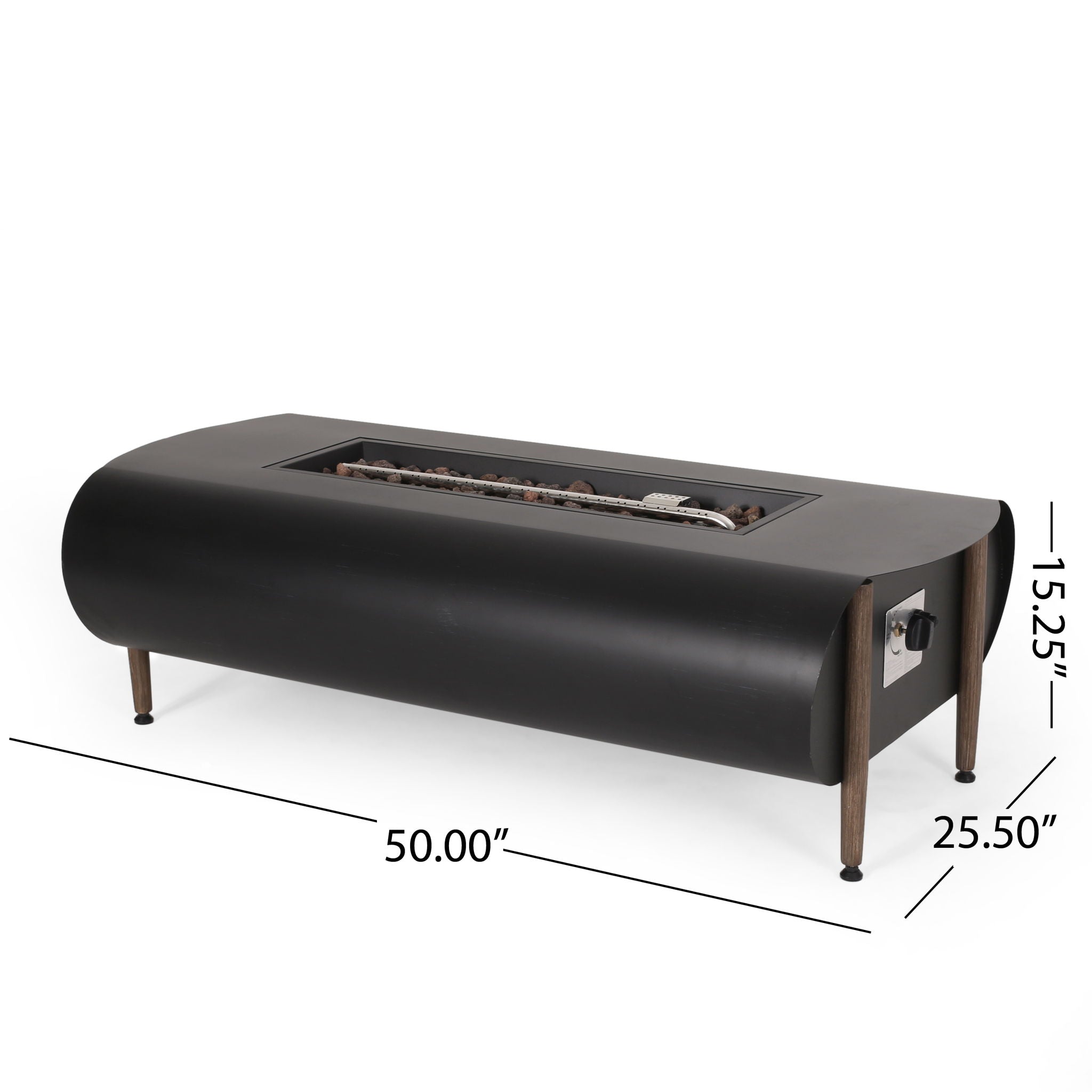 Vernon Rectangle Fire Pit 50,000 BTU - Dark Gray