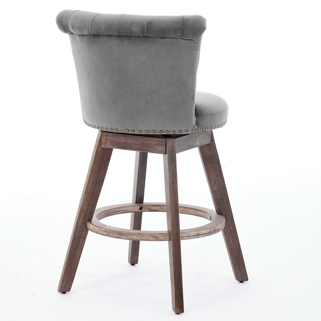 26" Counter Height Bar Stools Set of 2 with 360° Swivel and Velvet Upholstery