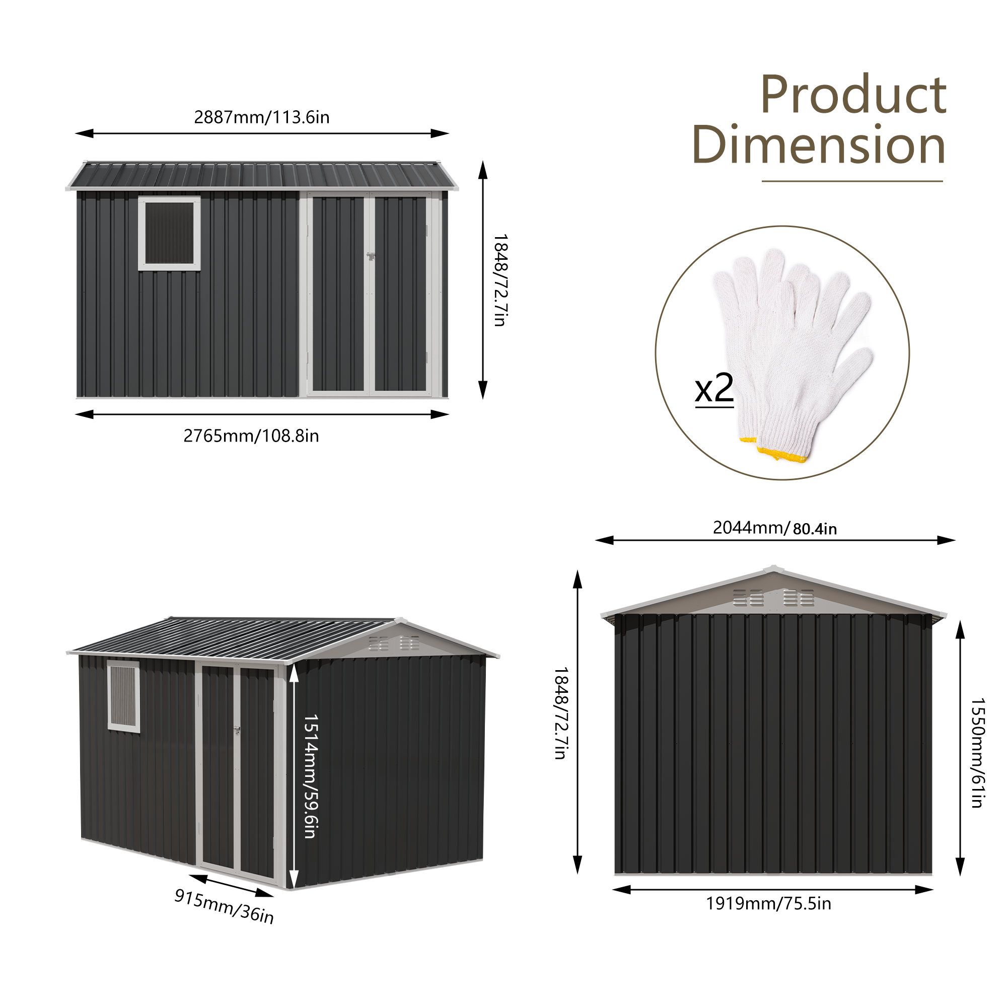 9 x 6 FT Metal Garden Shed for Patio and Backyard Storage