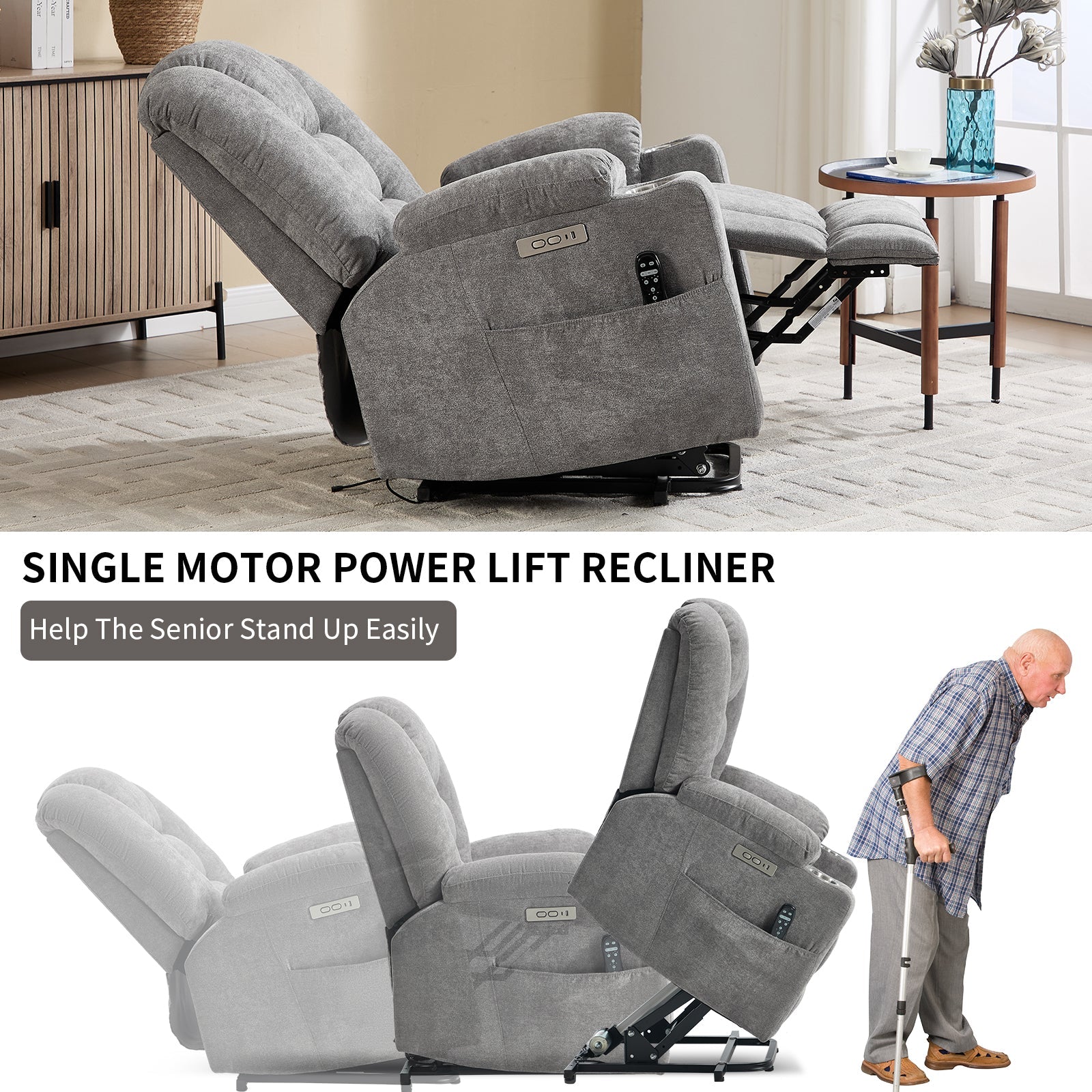 Power Lift Recliner Chair with Massage and Heat