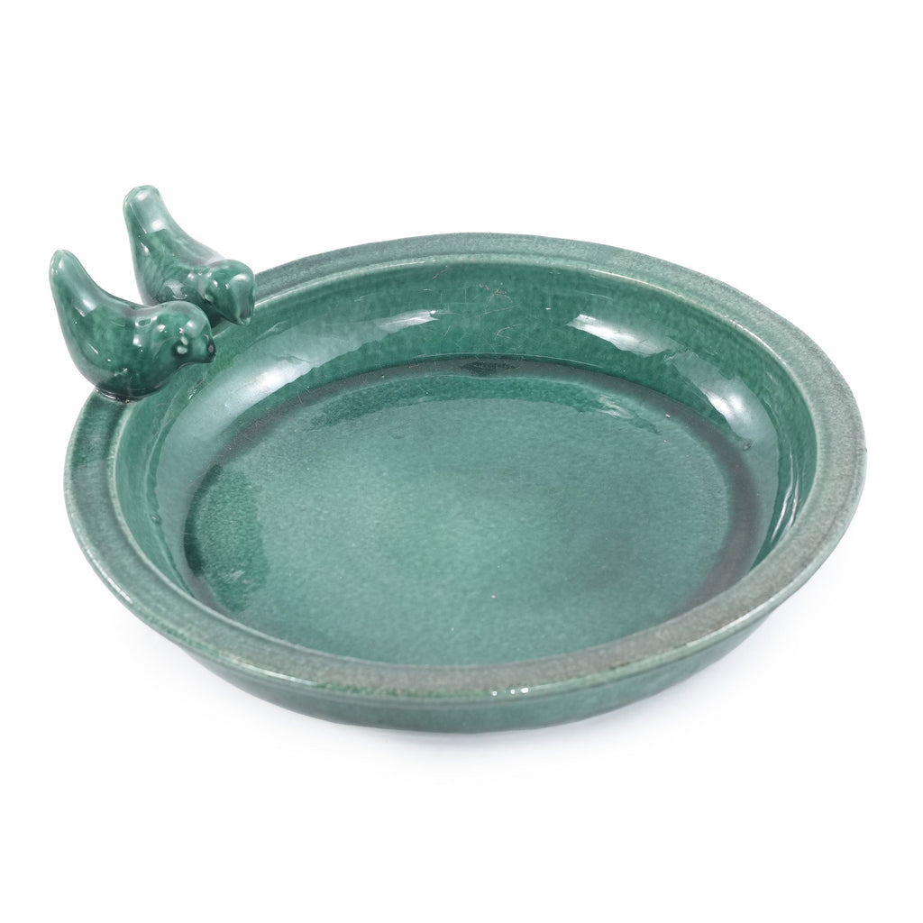 Handmade Ceramic Bird Bath, 11.8 Inch Forest