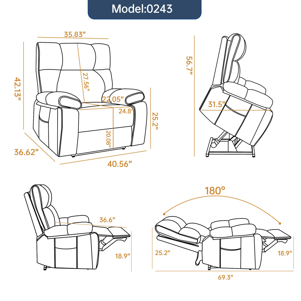 Black Leatheraire Heat Massage Recliner