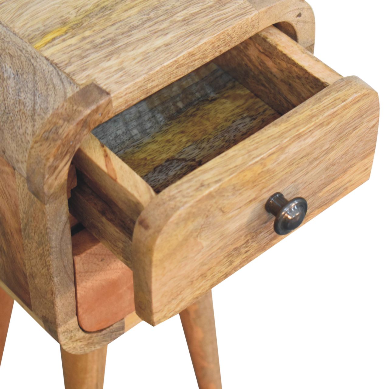 Solid Wood Extra Mini Curved Oak Bedside Table