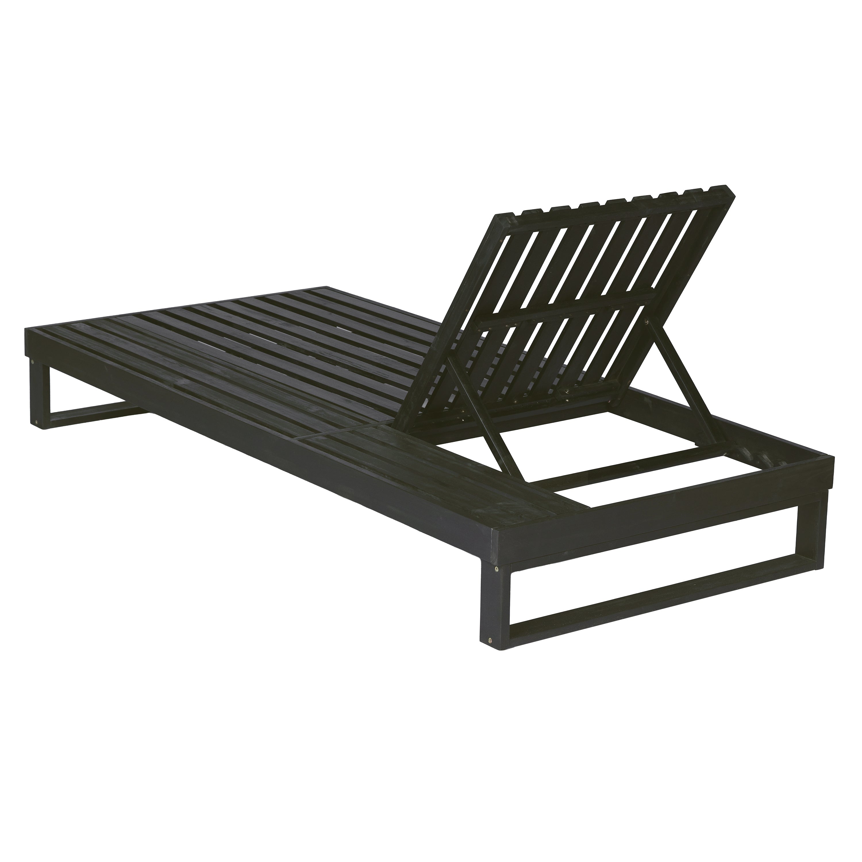 Black Acacia Wood Chaise Lounge