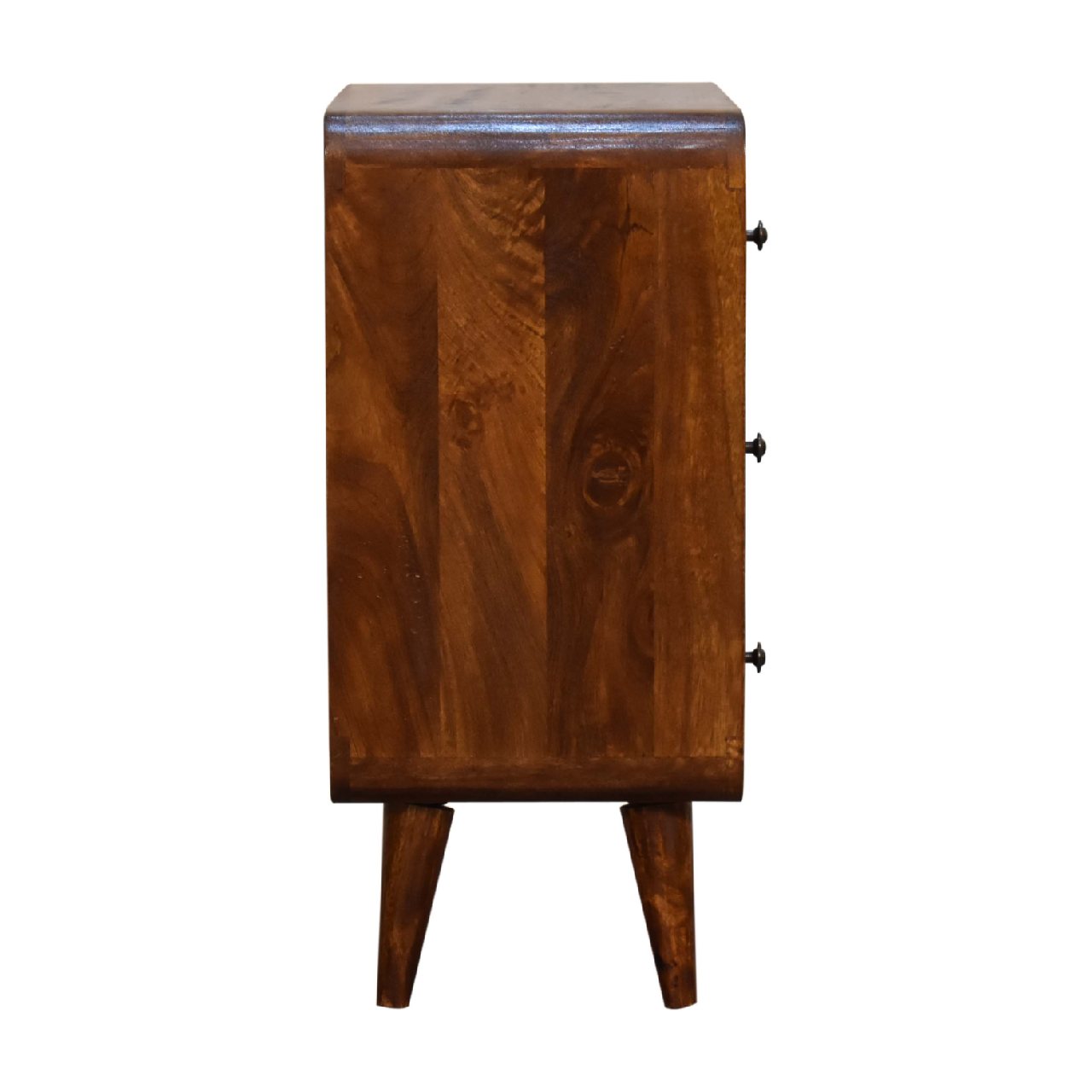 Solid Wood Mini Curved Chestnut Chest, 3-Drawer, Nordic Legs