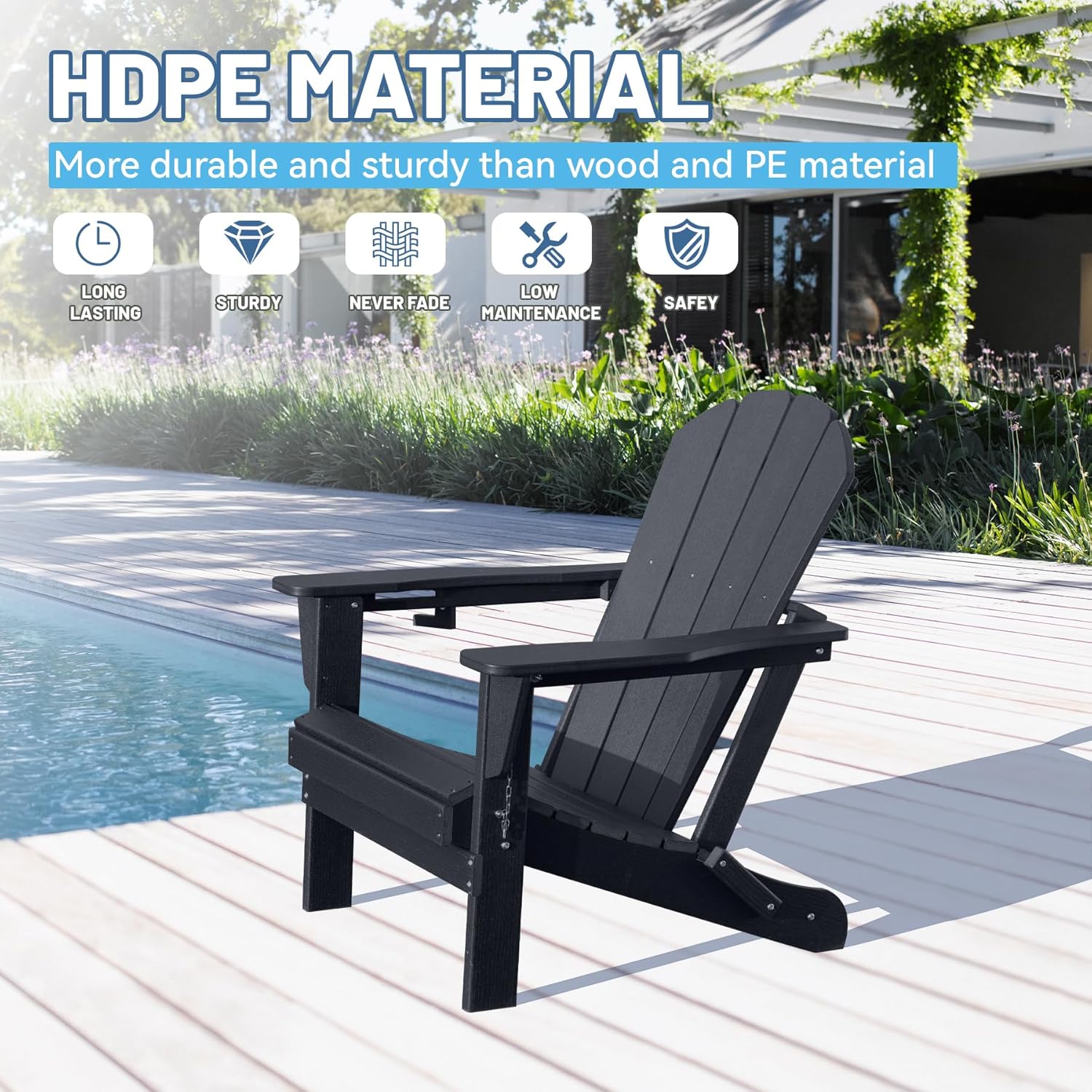 Adirondack Chair, Plastic Adirondack Chairs, HDPE Adirondack Chair, Folding Adirondack Chairs,Outdoor Chairs with Cup