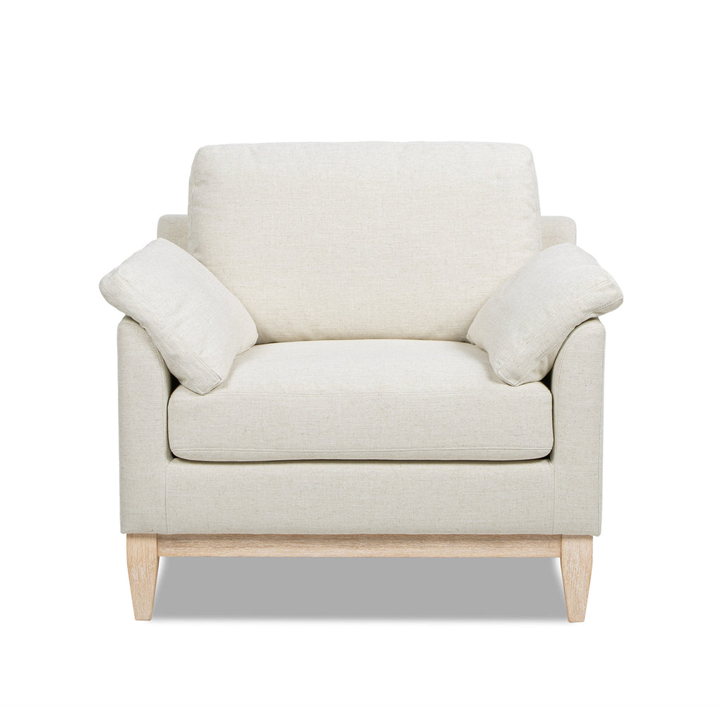 Pasadena 36" Wide Modern Farmhouse Accent Arm Chair Flax
