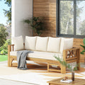 Outdoor Extendable Acacia Wood 3 Seater Sofa