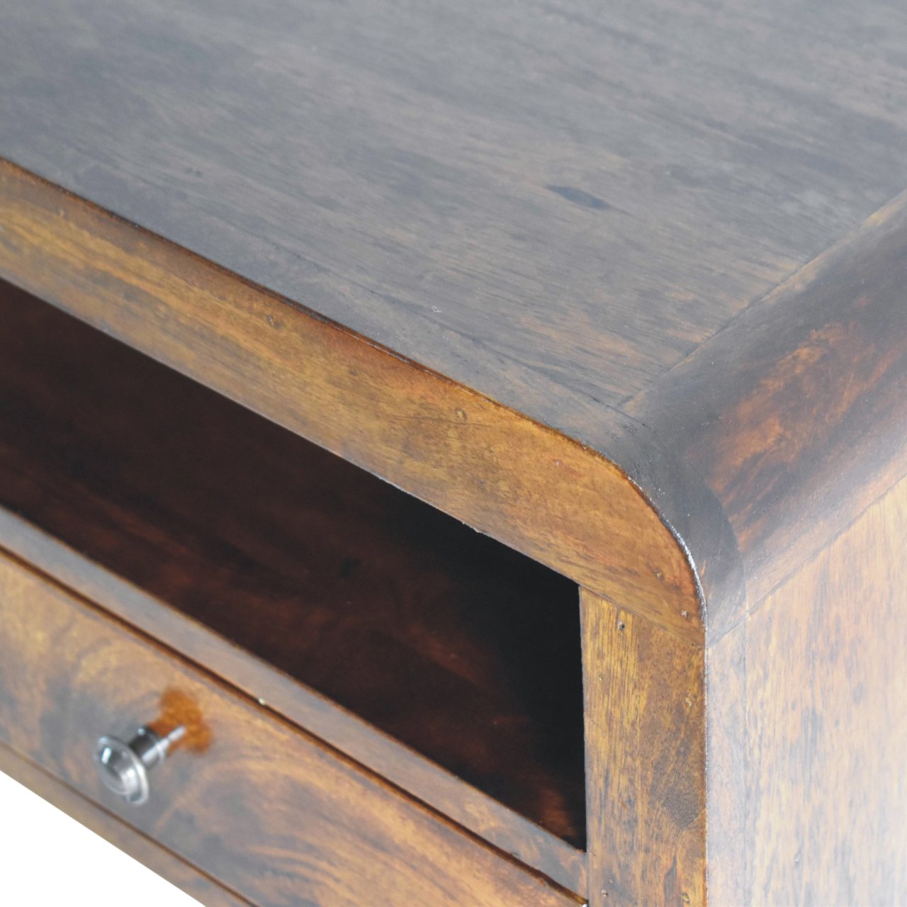 Chunky Chestnut Floating Bedside, 1-Drawer, 1 Open Slot