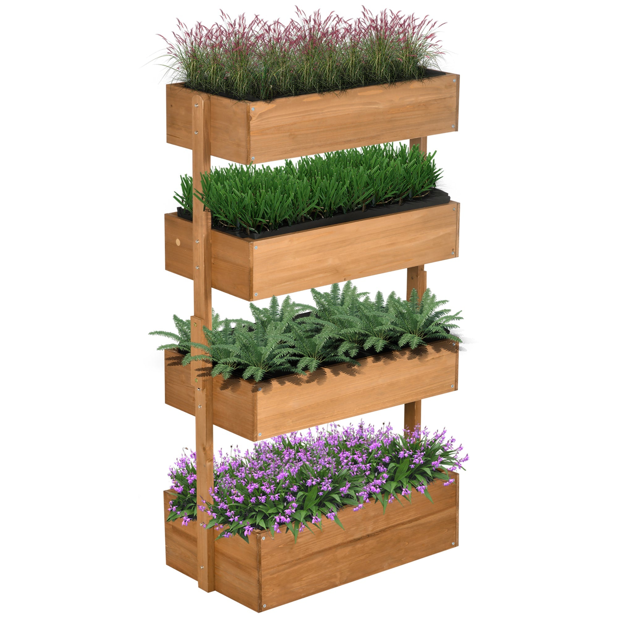 Outsunny Vertical Garden Planter - Wooden 4 Tier Planter Box