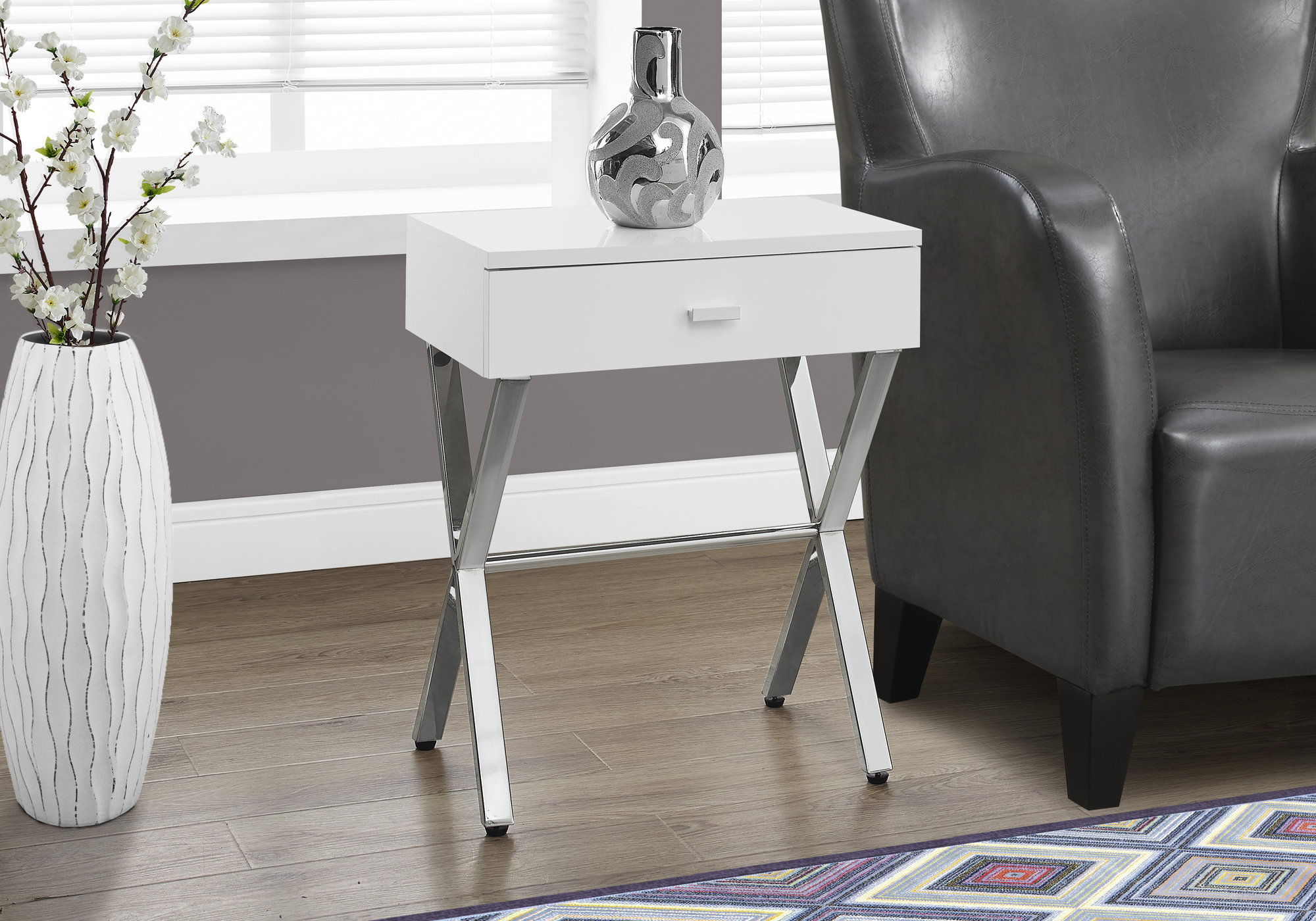 Accent Side X Table With Storage Drawer