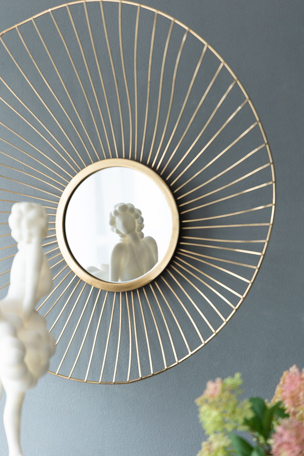 Wall Mirror Abstract Designed Wall Mirrors WithFrame For Home & Office, Top Of Sideboard (Set of 3) - Gold