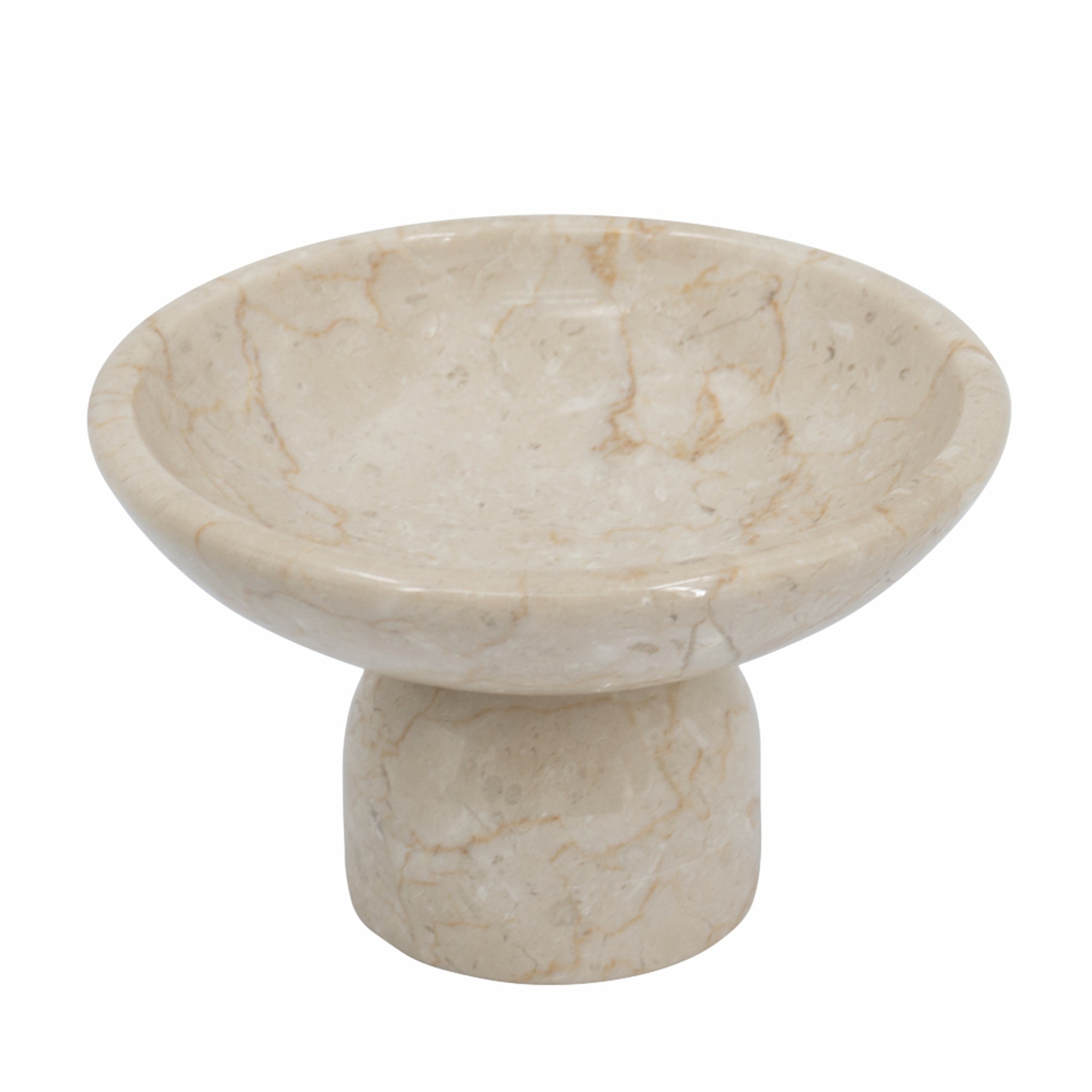 7x7x4" Round Marble Pedestal Fruit Bowl