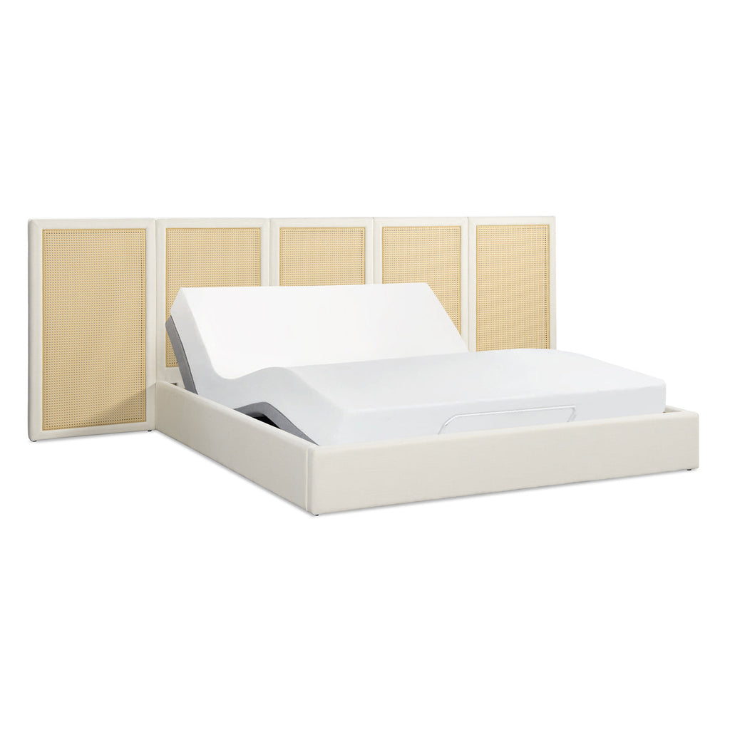 Capri Extended Headboard Cane Platform Bed, Antique