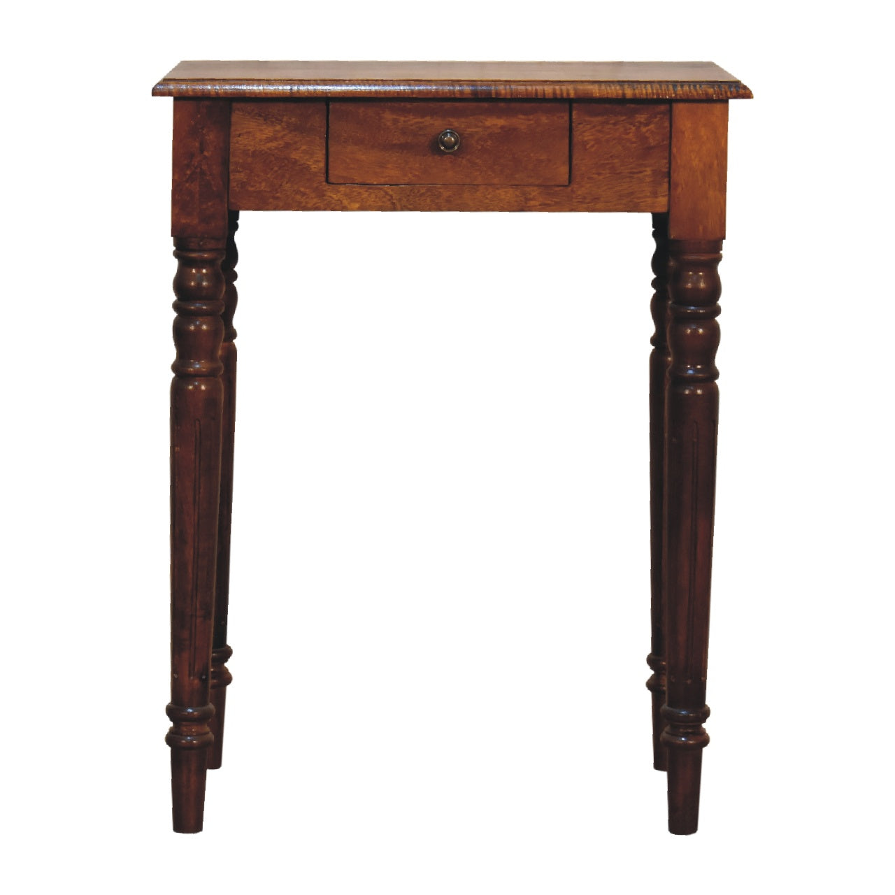 Artisan Furniture Solid Wood Chestnut Turned Leg Writing Desk, 1-Drawer