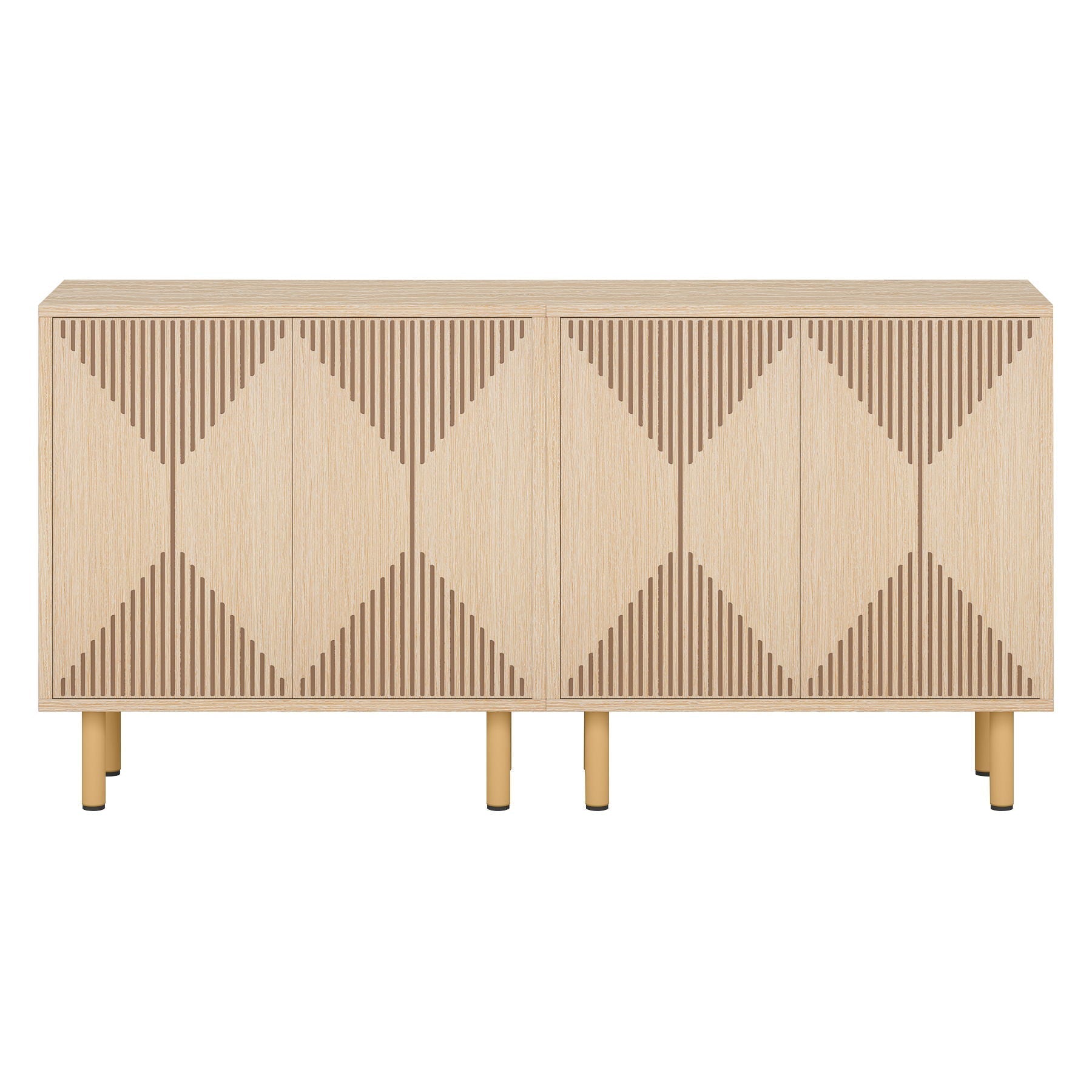 Sideboard Buffet Cabinet With Carved Doors - Yellow
