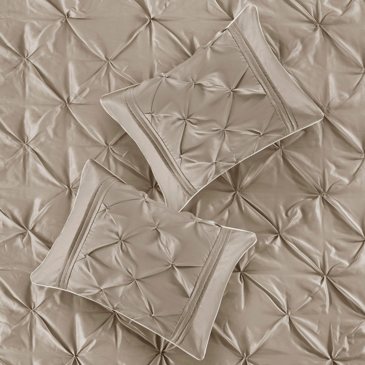7 Piece Tufted Comforter Set Taupe California King