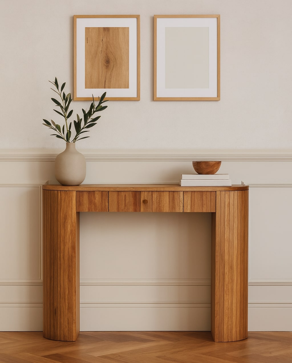 Solid Wood Soba Straight Console Table, 1-Drawer