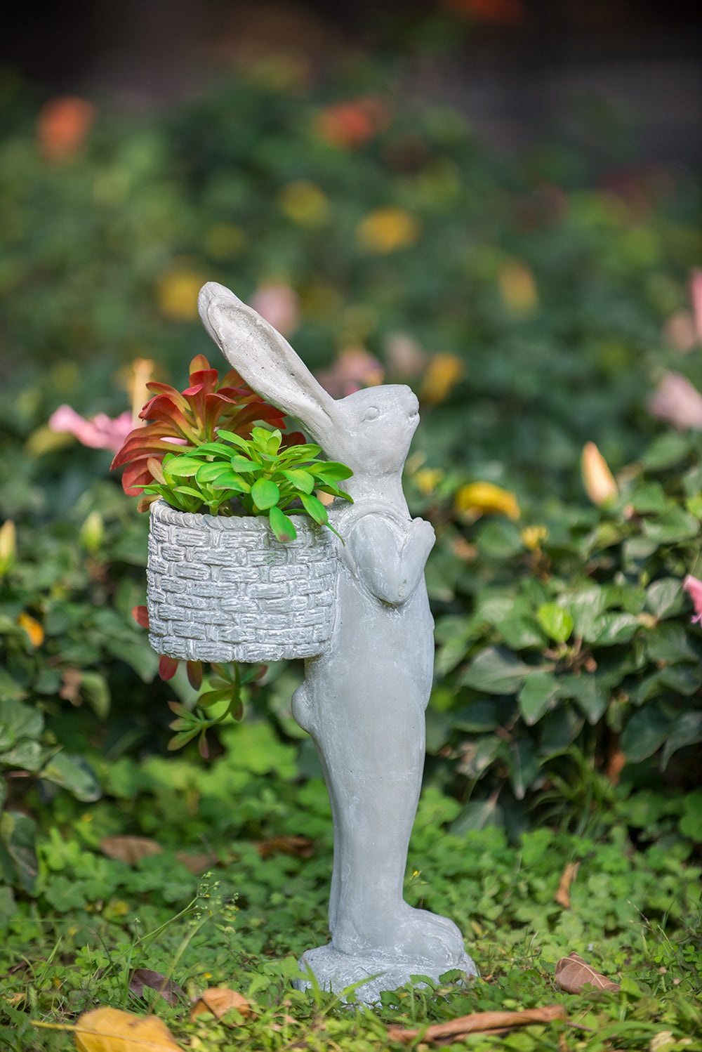 8.5x5.5x19.5" Tall Cement Rabbit Planter