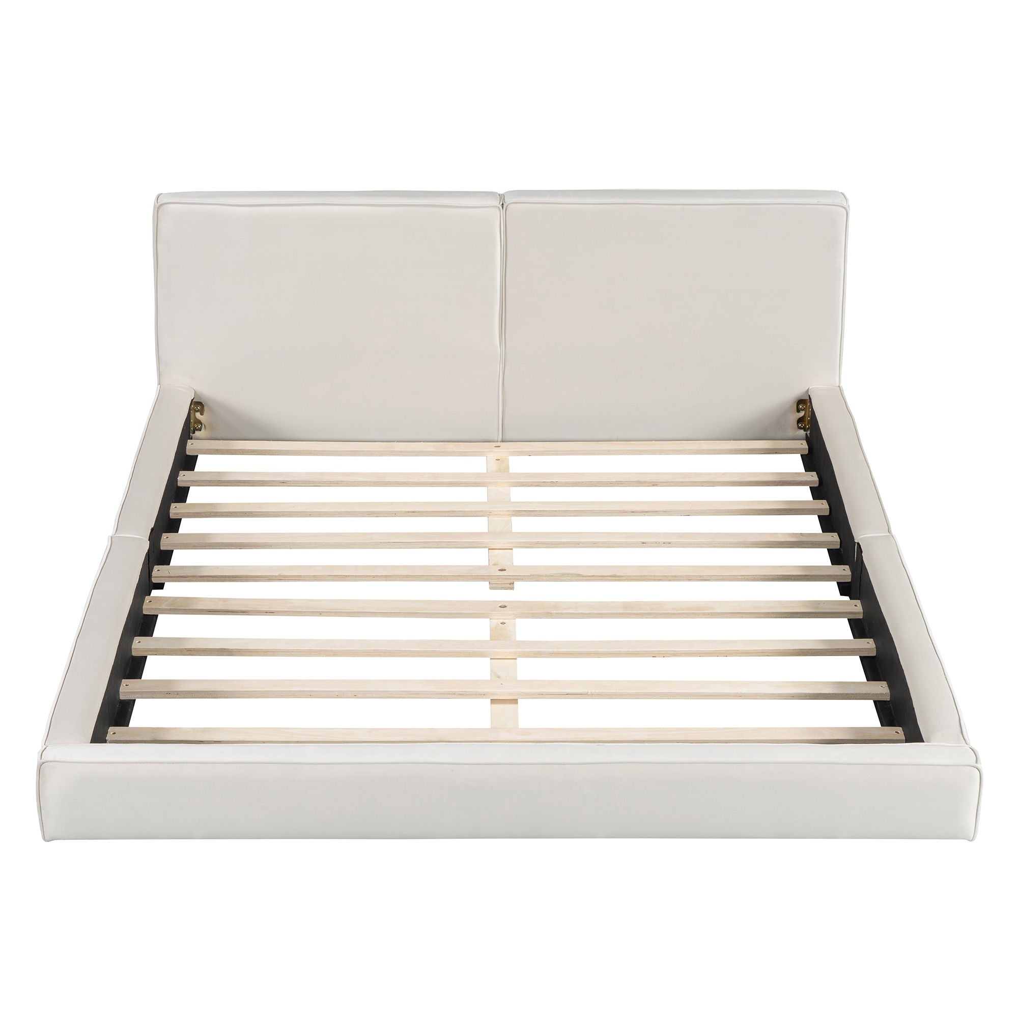 Upholstered Platform Bed, Grounded Bed With Solid Frame