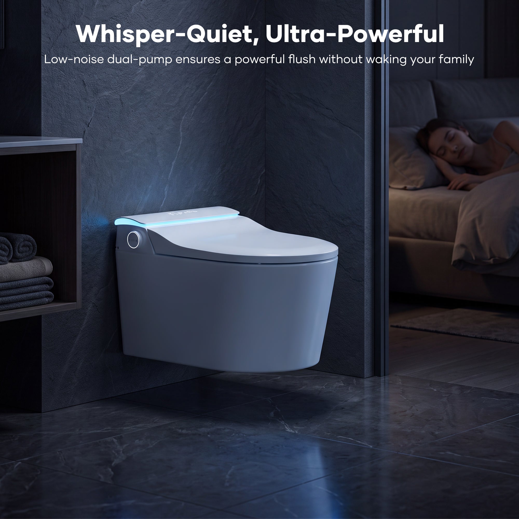 Wall-mounted Smart Toilet, Automatic Lid Opening, No Water Pressure Limitation, Wall Drain, All-in-One Bidet with Aromatherapy Deodorization for Home Use