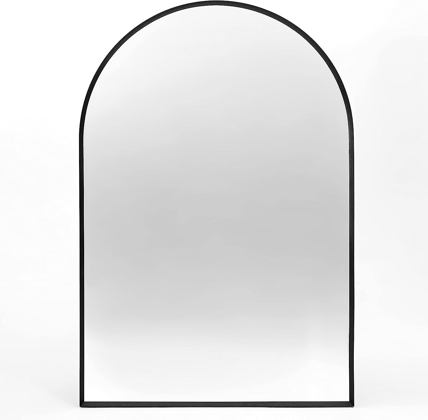 24x36 Inch Black Metal Framed Arched Bathroom Mirror
