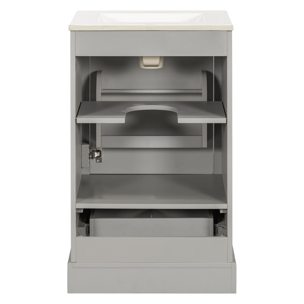 Bathroom Vanity With Sink, Soft Close Door, Adjustable U-Shaped Shelf