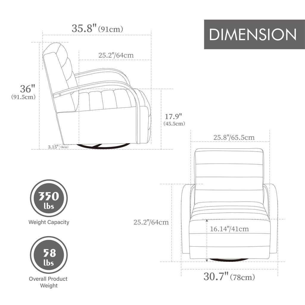 360° Swivel Accent Chair With Armrests, Comfy Lounge