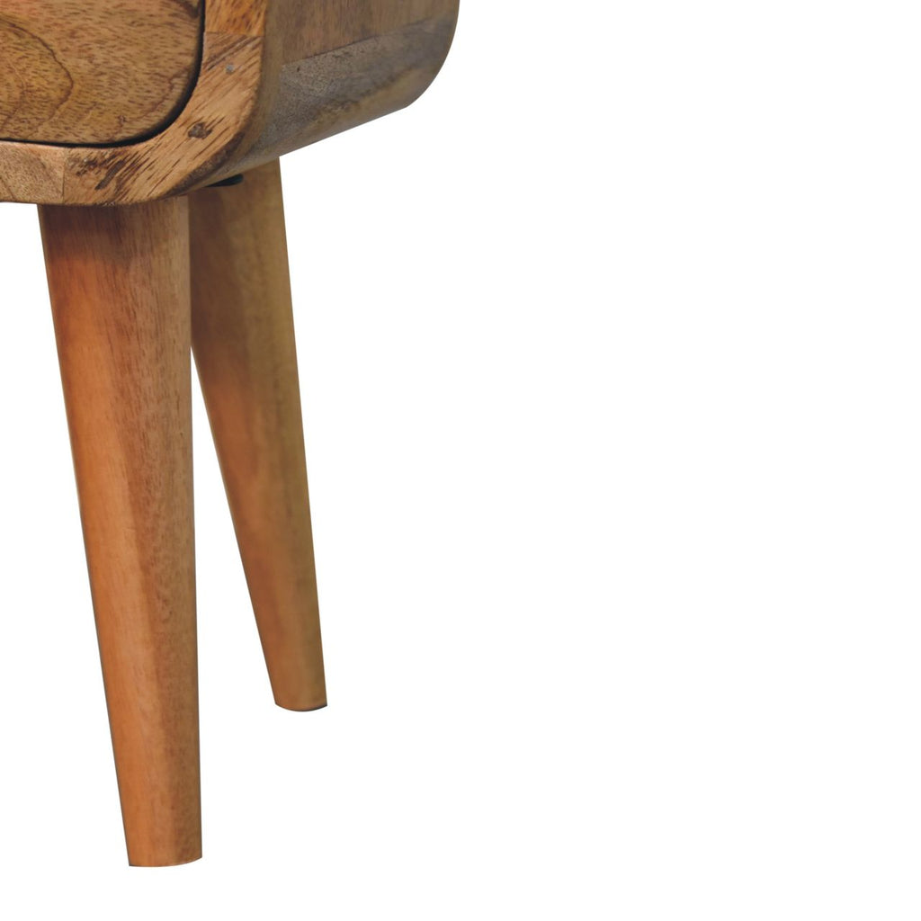 Solid Wood Extra Mini Oak-ish Curve Open Slot Nightstand