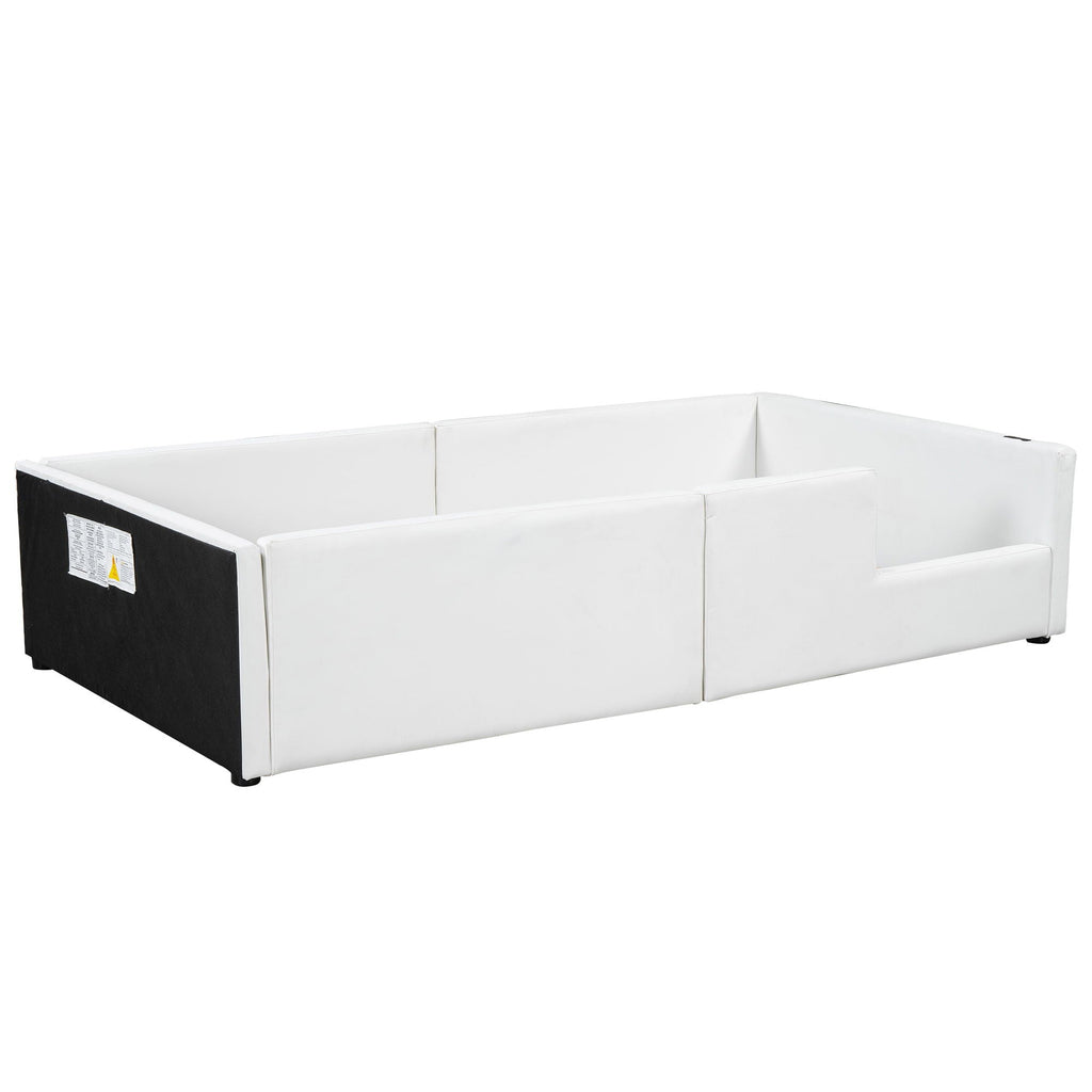 Platform Bed With Guardrail And Charging Station