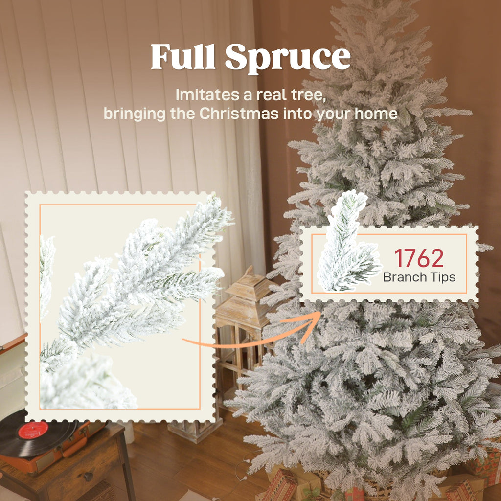 HOMCOM 7.5 ft Artificial Frosted Christmas Tree