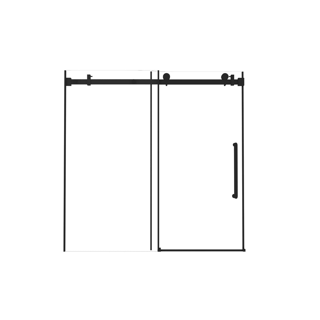 Frameless Single Sliding Shower Door, Square Tube Track