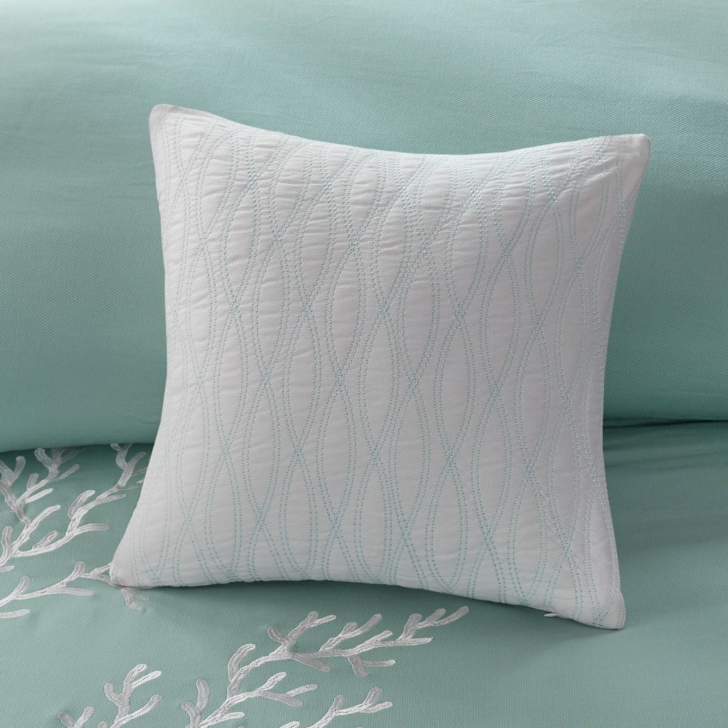 Oversized Cotton Jacquard Comforter Set Aqua King