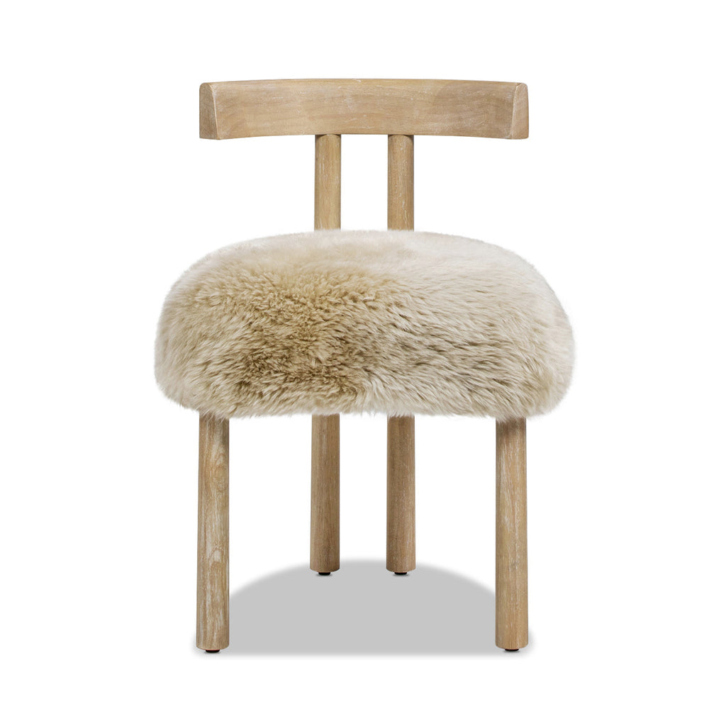 Arden 19.5" Genuine Sheepskin Fur Split Back Dining Chair